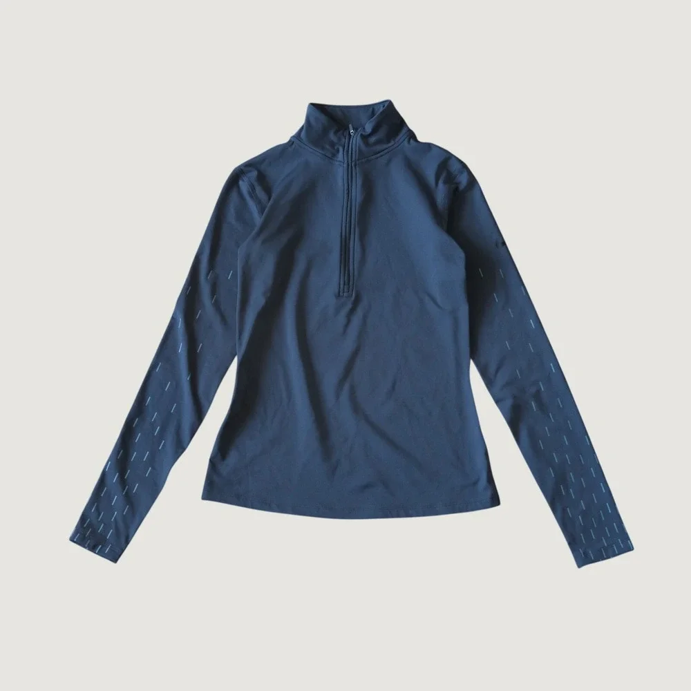 Nike Pro Quarter Zip Pullover Blue Dri-FIT Reflective Running‎ Training M